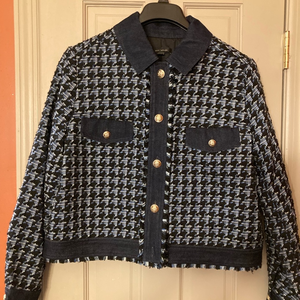 Ann Taylor Midnight Blue Jacket with Metallic Button